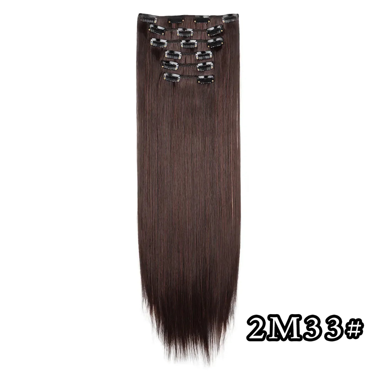 Hair Extensions 24"/60cm 6pcs/set Women Long Straight Synthetic Full Head Clip 16 Clips Black, Blonde, Ombre Heat Resistant Fiber Hair