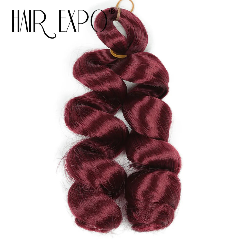 3PCS French Curls Braiding Hair Extensions Synthetic Loose Deep Wave Crochet Braids Pre Stretched Spiral Curly Hair for Women