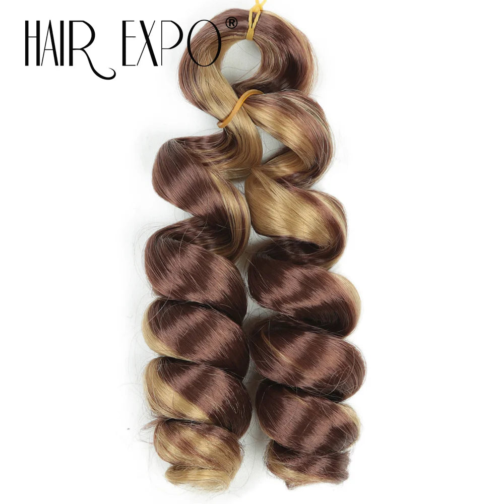 3PCS French Curls Braiding Hair Extensions Synthetic Loose Deep Wave Crochet Braids Pre Stretched Spiral Curly Hair for Women