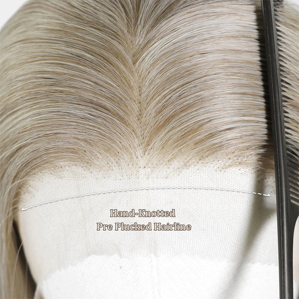 Blonde Highlight Short Bob Wig for Women 13x4 Synthetic Lace Front Wig 12Inch Pre Plucked Natural Hairline Wig Daily Use