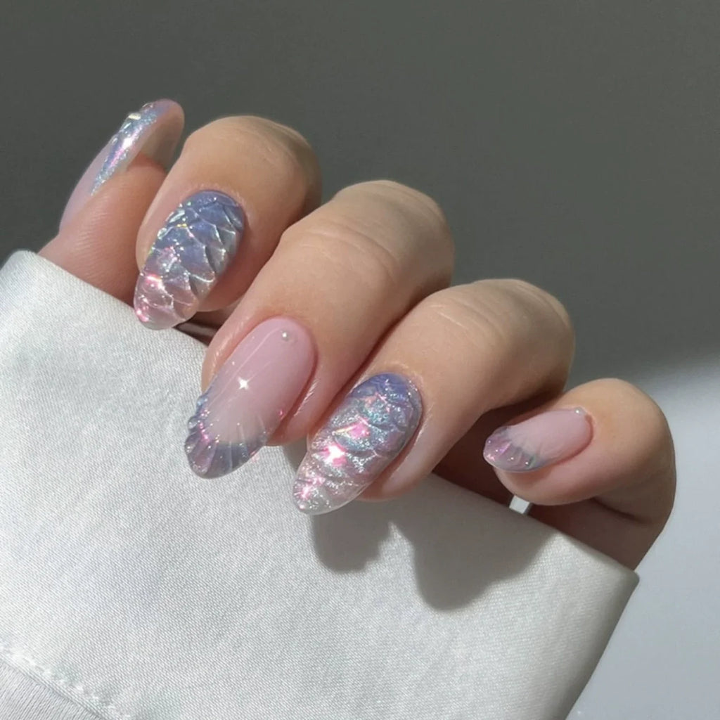 24pcs Pink Flower Almond Press on Nails Kawaii False Nails & More (36 Options) (B)