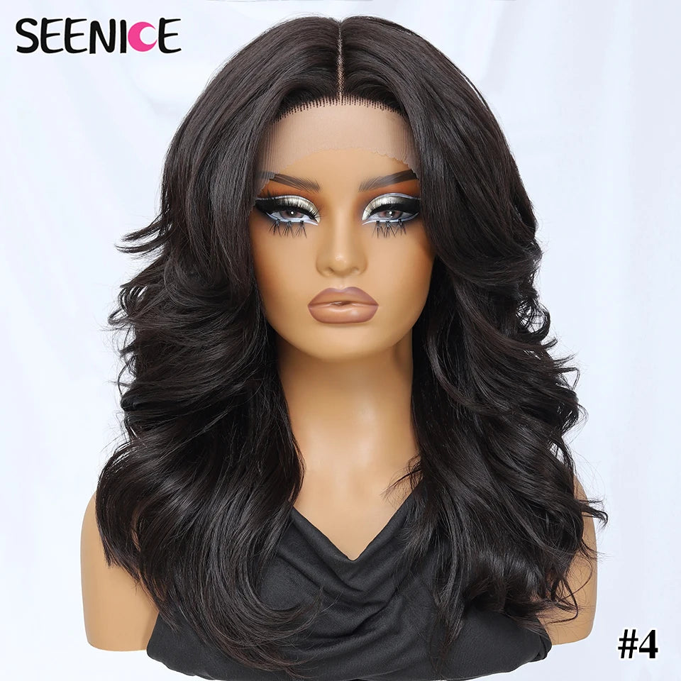 Synthetic Body Wave Lace Front Wig Hair Layered Baby Hair Bob Wig Synthetic Hair Wig 18" Cosplay Wig