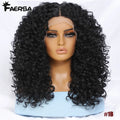 16" Kinky Curly Synthetic Lace Front Wig Black Blonde Ginger Purple Heat Resistant Wig Natural Hair Style