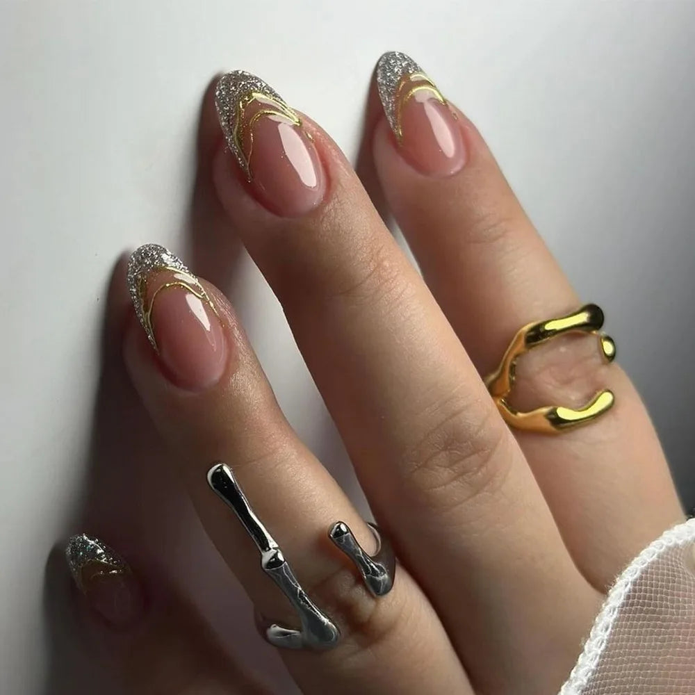 3D Acrylic False Nails Almond Medium Press on Fake Nails & More (37 Options)