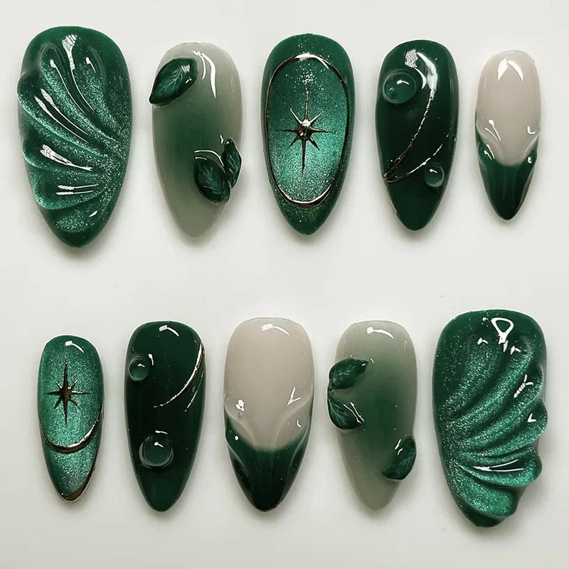 3D Acrylic False Nails Almond Medium Press on Fake Nails & More (37 Options)