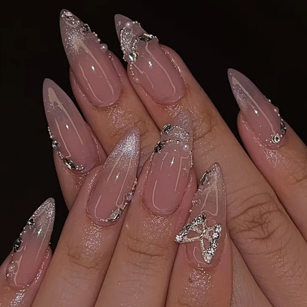3D Acrylic False Nails Almond Medium Press on Fake Nails & More (37 Options)
