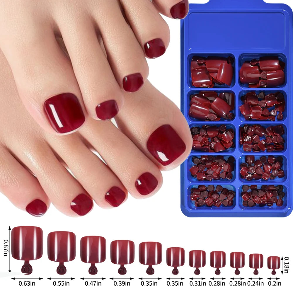 100Pcs White Short Square False Toenails Press On Full Cover Tips Pure Color Acrylic Artificial (13 Options)