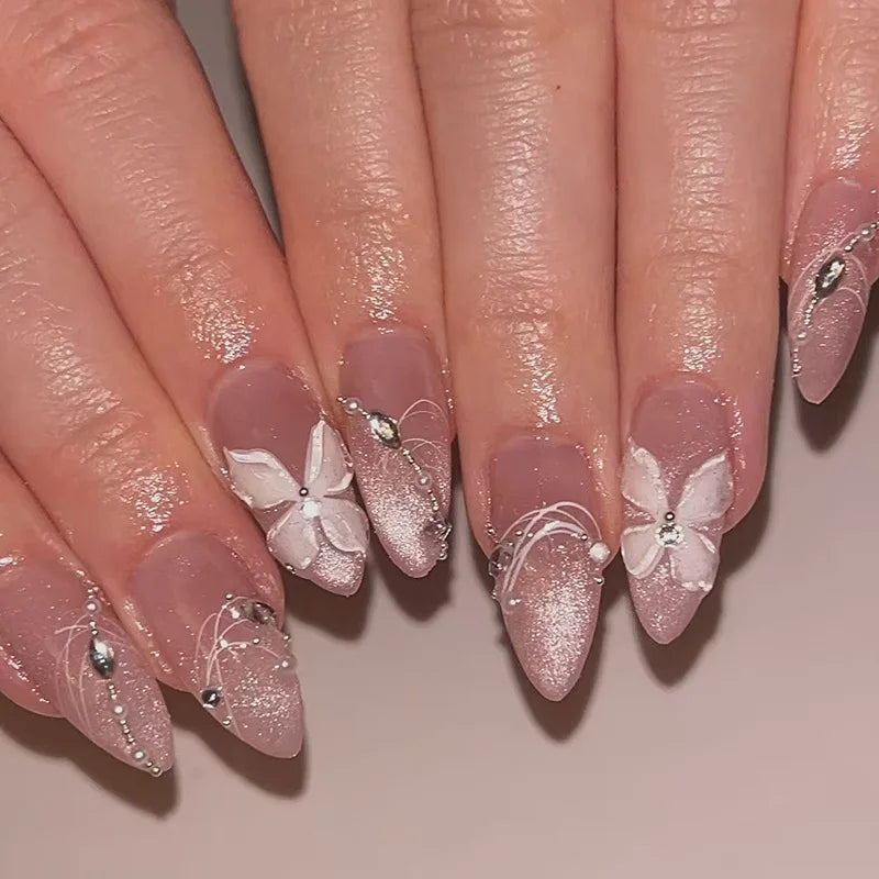 3D Acrylic False Nails Almond Medium Press on Fake Nails & More (37 Options)
