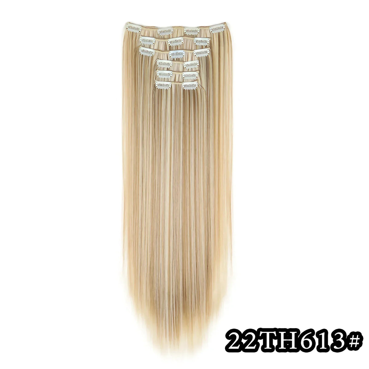 Hair Extensions 24"/60cm 6pcs/set Women Long Straight Synthetic Full Head Clip 16 Clips Black, Blonde, Ombre Heat Resistant Fiber Hair