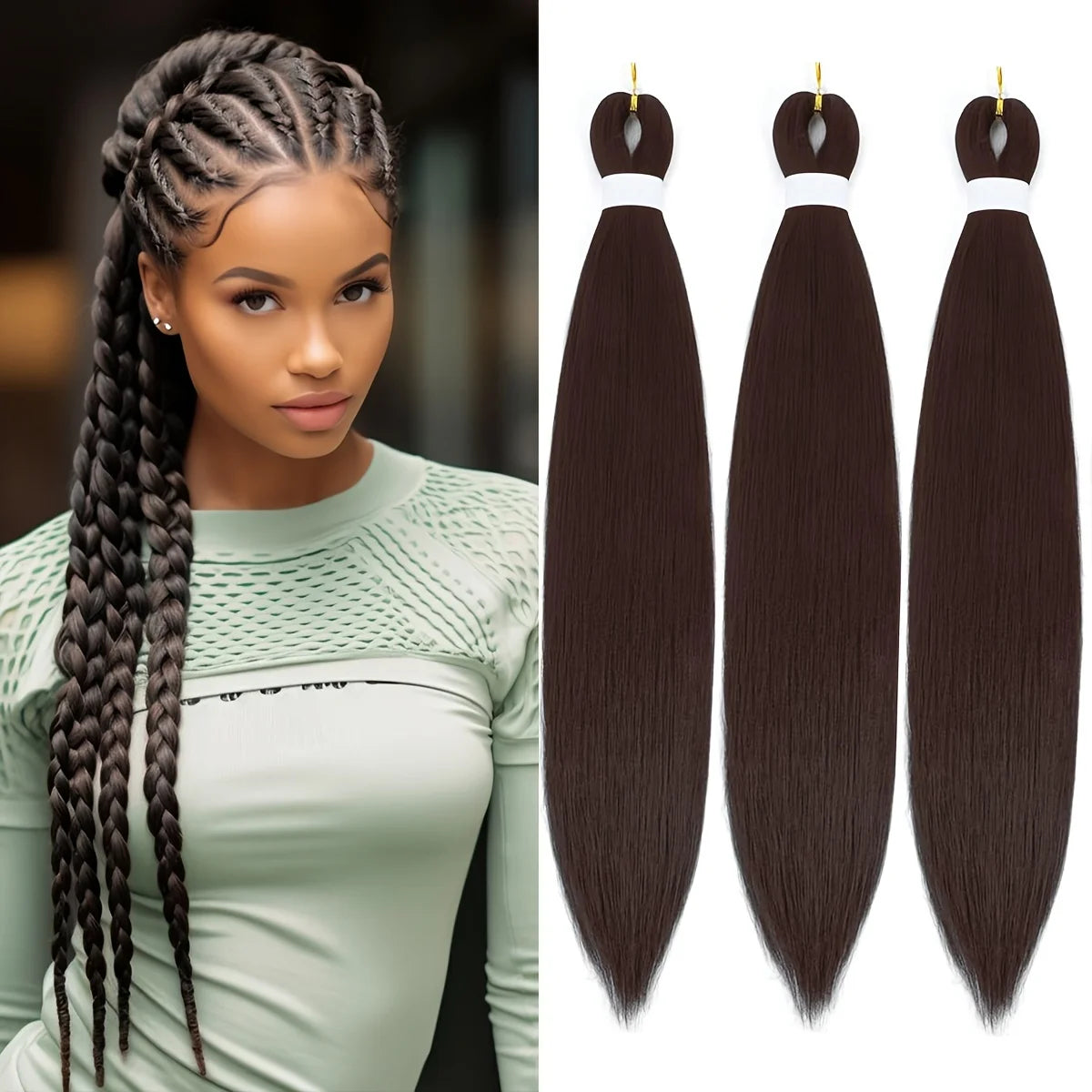 Pre Stretched Synthetic Braiding Hair 3Pcs for Professional Braiding Hair Extensions  Crochet Braid