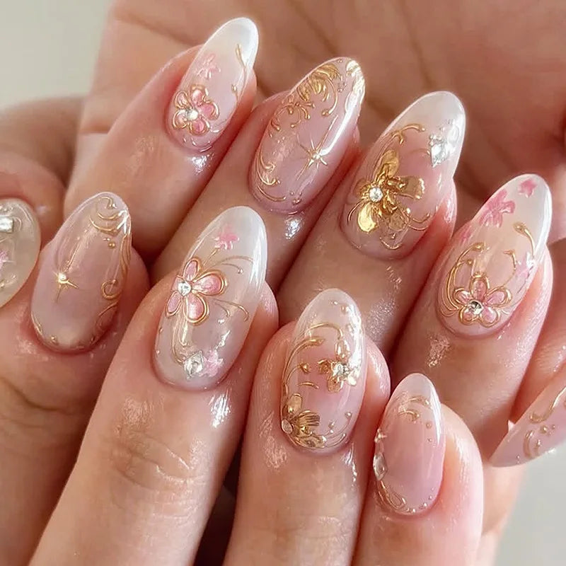 24pcs Glitter Cat Eye Fake Nails & More (25 Options) (C)