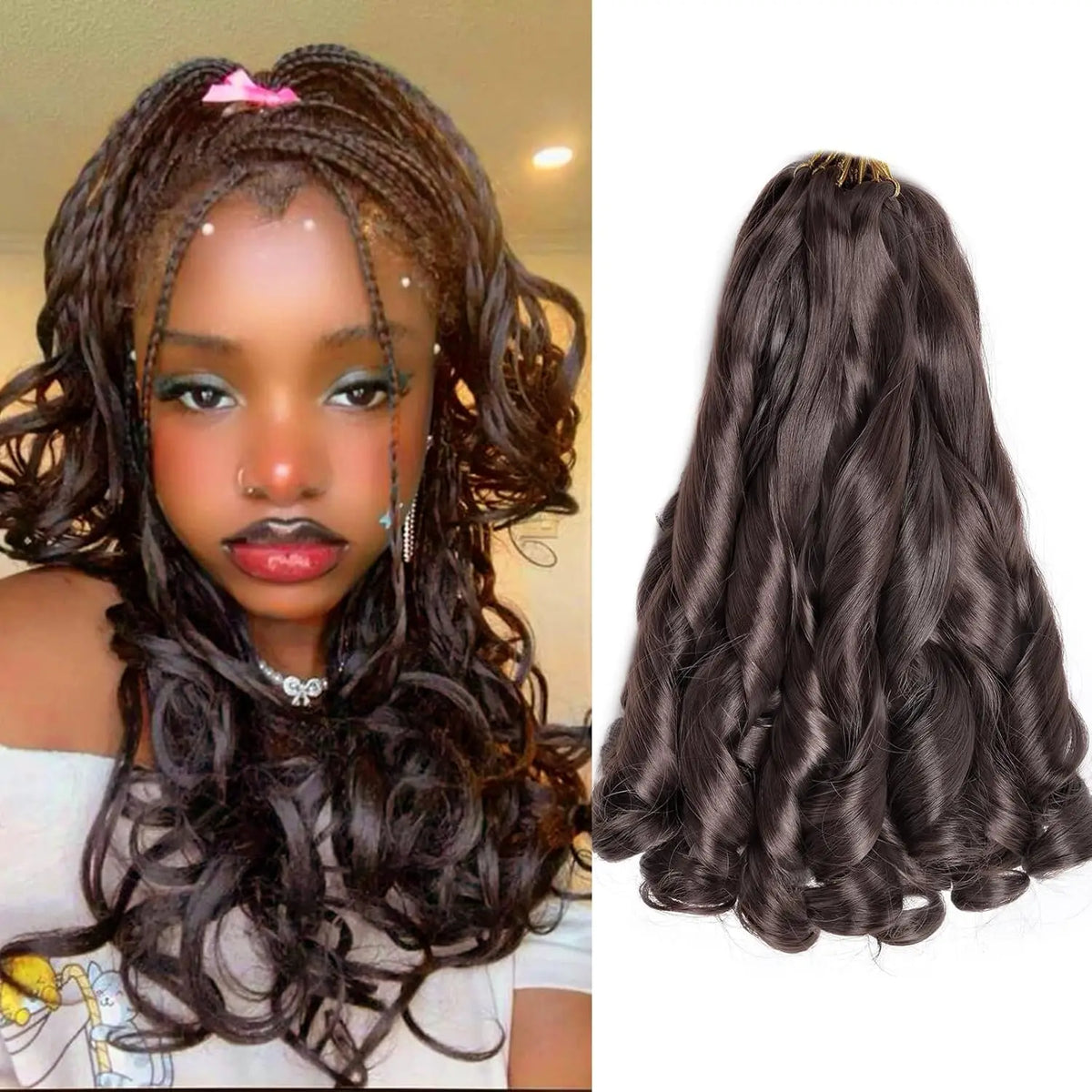 French Curls Braiding Hair 12/16/24Inch Synthetic Spiral Curls Braids Hair Extensions For Women Pre Stretched Loose Wave