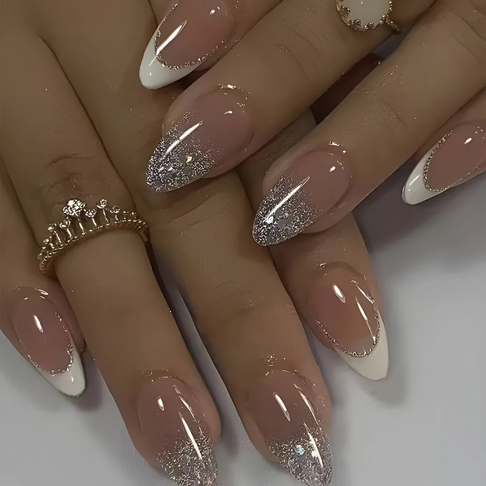 3D Acrylic False Nails Almond Medium Press on Fake Nails & More (37 Options)