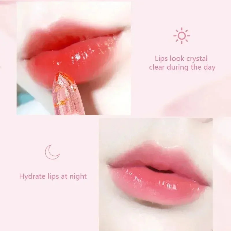 Temperature Color Changing Women Flower Lipstick Moisturizing Crystal Jelly Pearlescent Lip Balm Cosmetic