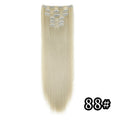 Hair Extensions 24"/60cm 6pcs/set Women Long Straight Synthetic Full Head Clip 16 Clips Black, Blonde, Ombre Heat Resistant Fiber Hair