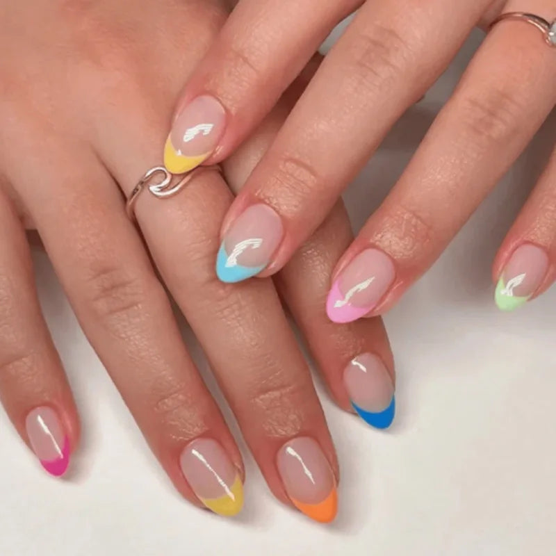 24pcs Pink Flower Almond Press on Nails Kawaii False Nails & More (36 Options) (B)