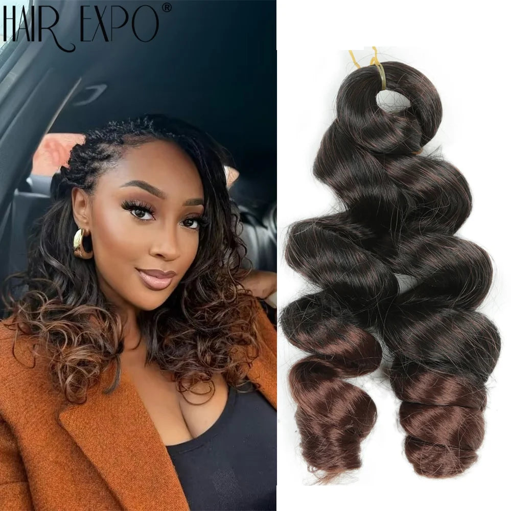 3PCS French Curls Braiding Hair Extensions Synthetic Loose Deep Wave Crochet Braids Pre Stretched Spiral Curly Hair for Women