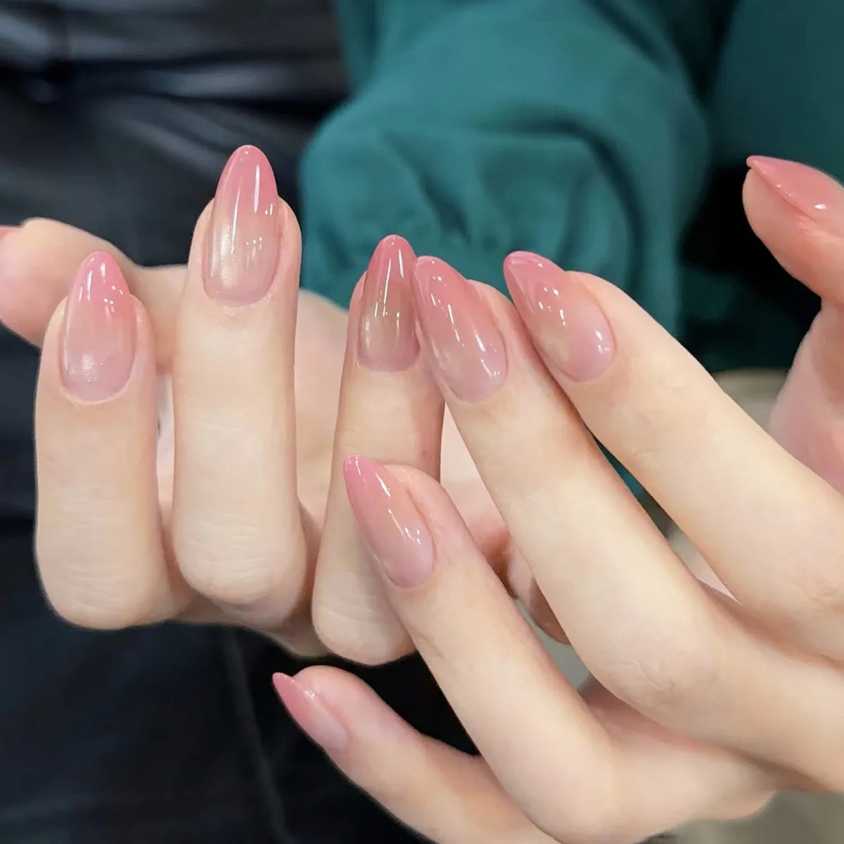 24Pcs Short Oval Head Blush Pink Press on Nails Almond Nails Wearable Acrylic Full Cover Nail Tips with Glue (38 Options)