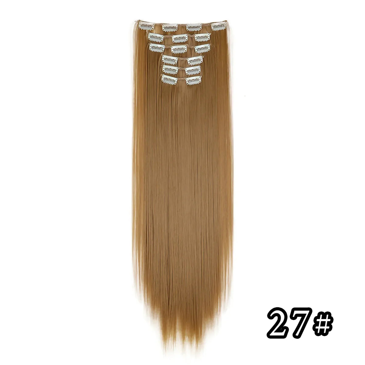 Hair Extensions 24"/60cm 6pcs/set Women Long Straight Synthetic Full Head Clip 16 Clips Black, Blonde, Ombre Heat Resistant Fiber Hair