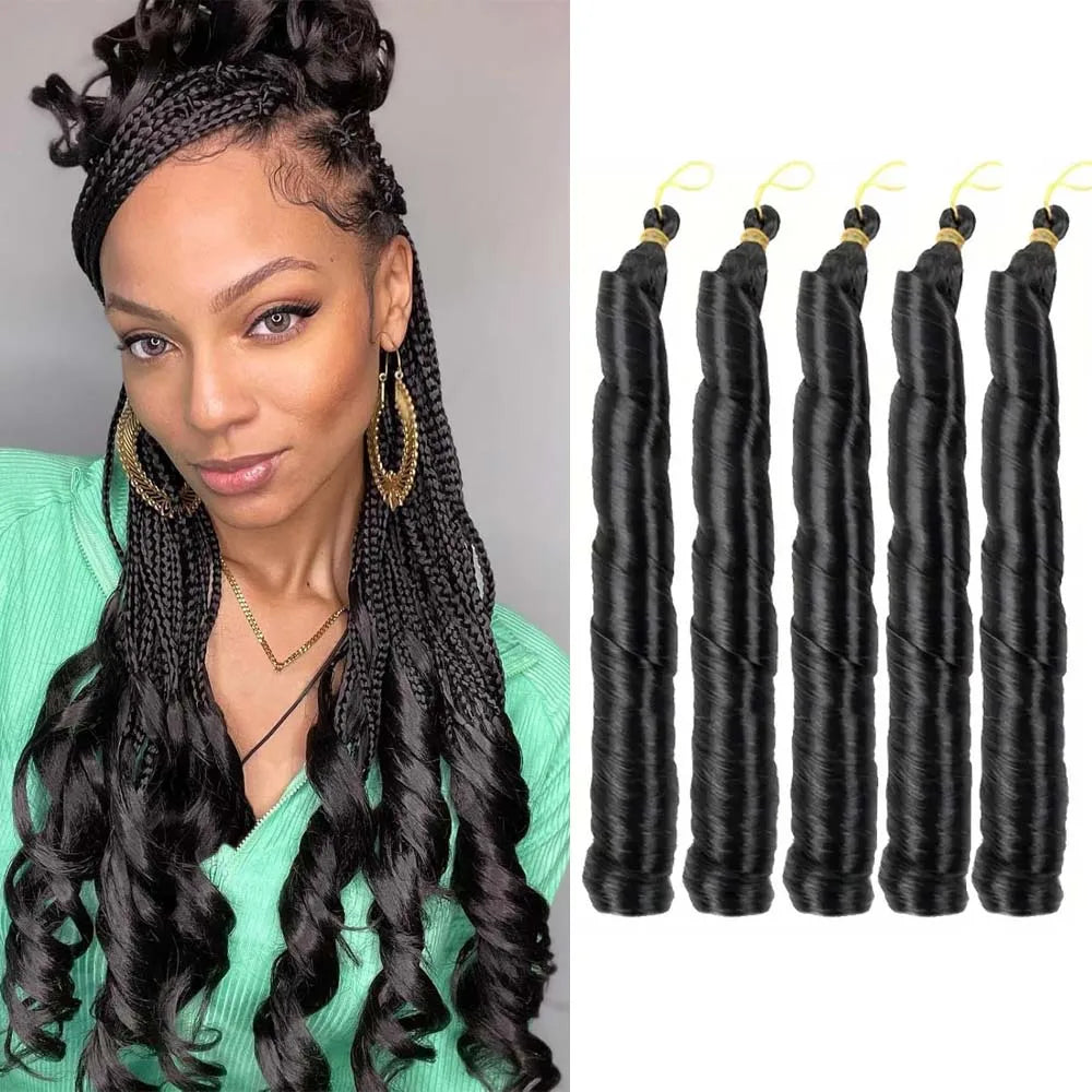 3 & 5 Packs 24Inch Synthetic French Curls Crochet Hair Pre-Stretched Loose Wave Braiding Hair Ombre Loose Curly Braid