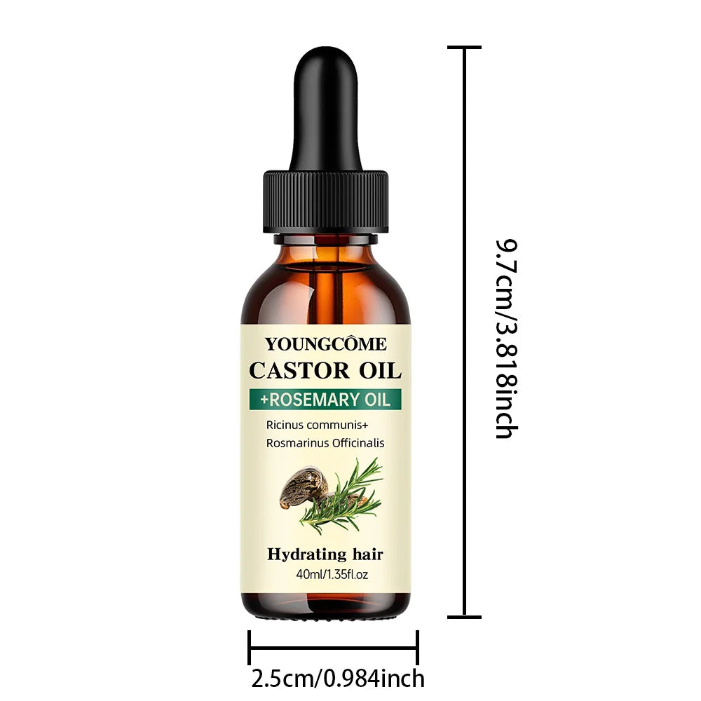 Castor Oil and Rosemary Oil for Hair Growth Mix Enhances hair thickness and Shine, Reduce Hair Loss and Split Ends Hair Care Oil