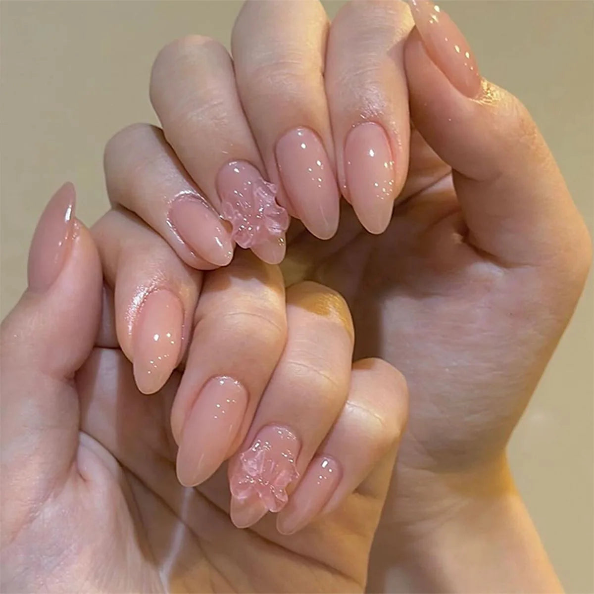 24Pcs Short Oval Head Blush Pink Press on Nails Almond Nails Wearable Acrylic Full Cover Nail Tips with Glue (38 Options)
