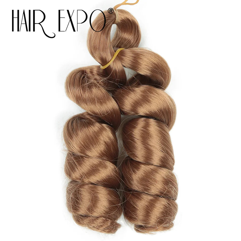 3PCS French Curls Braiding Hair Extensions Synthetic Loose Deep Wave Crochet Braids Pre Stretched Spiral Curly Hair for Women