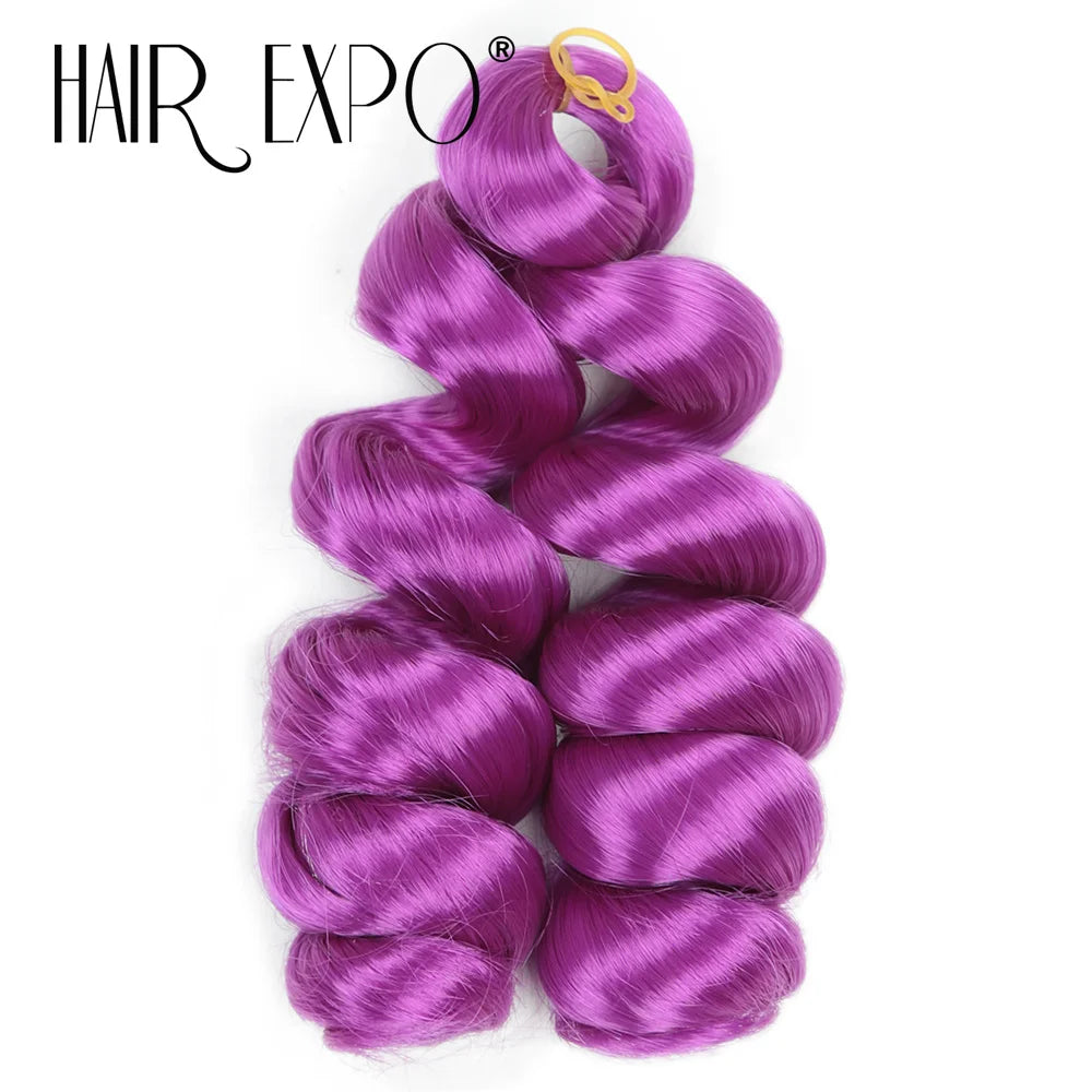 3PCS French Curls Braiding Hair Extensions Synthetic Loose Deep Wave Crochet Braids Pre Stretched Spiral Curly Hair for Women