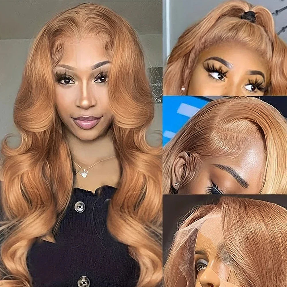 Honey Blonde 13x6 HD Lace Front Wig Synthetic Body Wave Lace Frontal Wigs Pre Plucked 30# Honey Blonde Wig