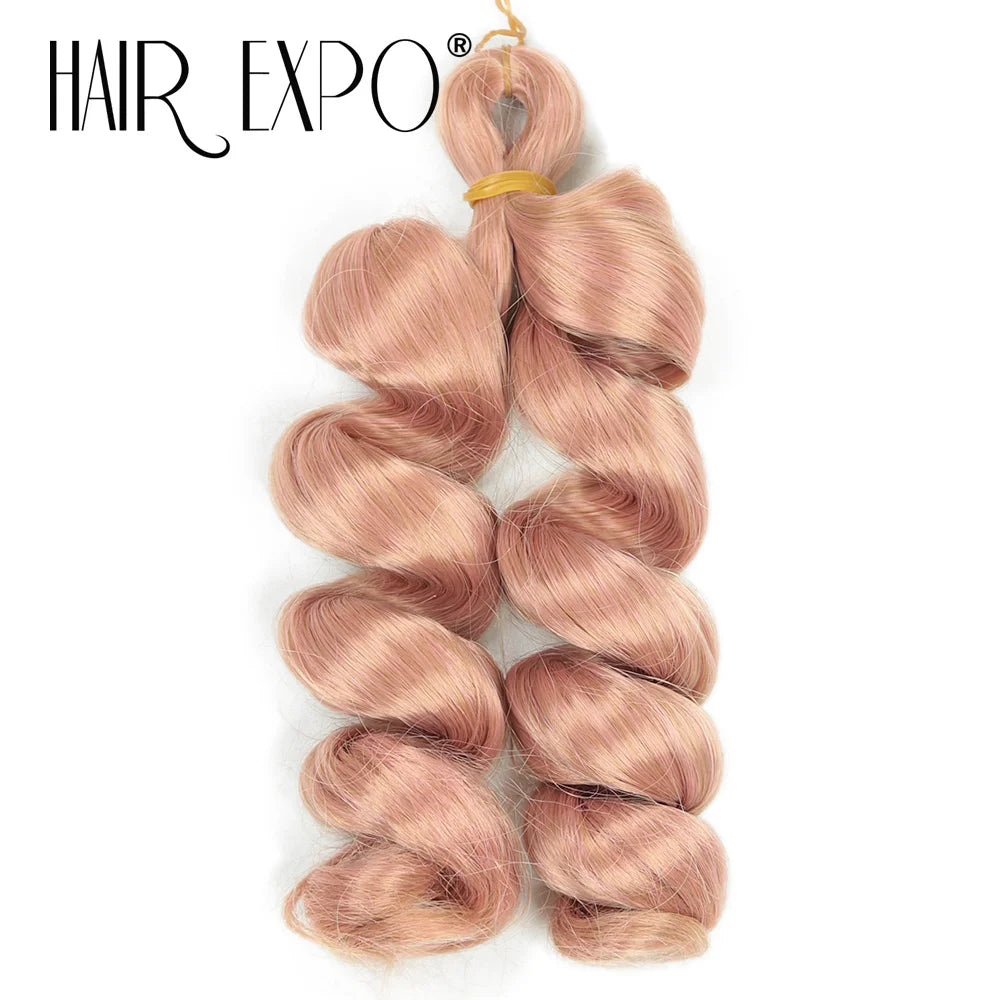 3PCS French Curls Braiding Hair Extensions Synthetic Loose Deep Wave Crochet Braids Pre Stretched Spiral Curly Hair for Women