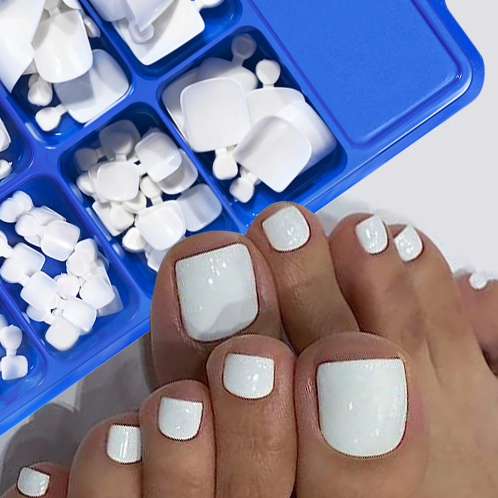 100Pcs White Short Square False Toenails Press On Full Cover Tips Pure Color Acrylic Artificial (13 Options)