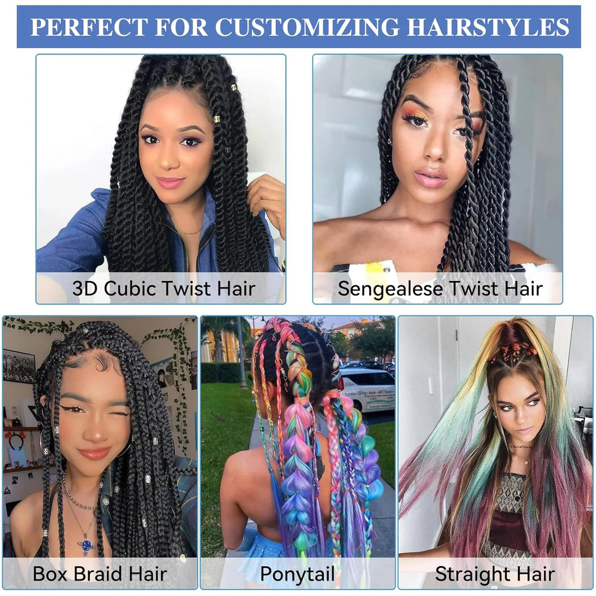 Synthetic 1Pcs 24inch 100g Braiding Hair Box Braids Colorful Twist Braiding Hair Extensions Synthetic Crochet Braiding