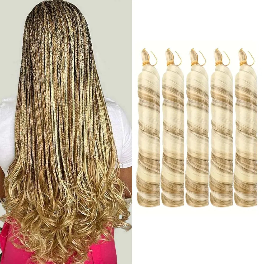 3 & 5 Packs 24Inch Synthetic French Curls Crochet Hair Pre-Stretched Loose Wave Braiding Hair Ombre Loose Curly Braid
