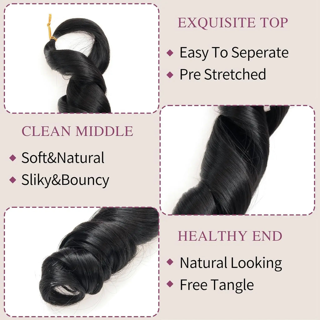 French Curls Braiding Hair 12/16/24Inch Synthetic Spiral Curls Braids Hair Extensions For Women Pre Stretched Loose Wave