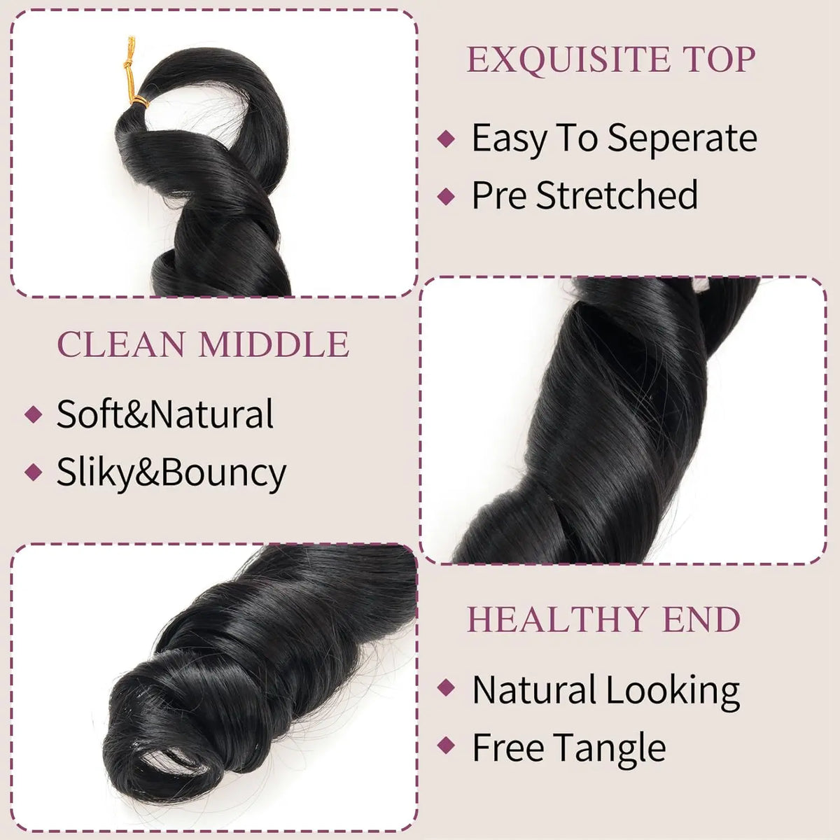 French Curls Braiding Hair 12/16/24Inch Synthetic Spiral Curls Braids Hair Extensions For Women Pre Stretched Loose Wave
