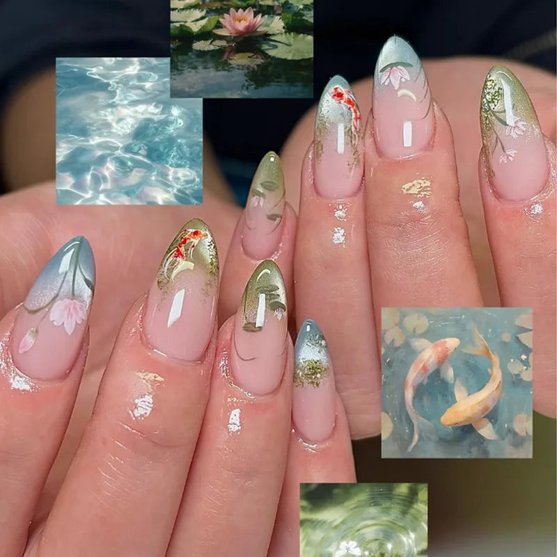24pcs Glitter Cat Eye Fake Nails & More (25 Options) (C)