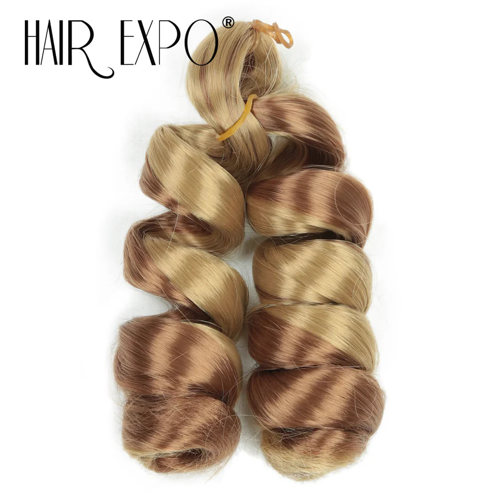 3PCS French Curls Braiding Hair Extensions Synthetic Loose Deep Wave Crochet Braids Pre Stretched Spiral Curly Hair for Women