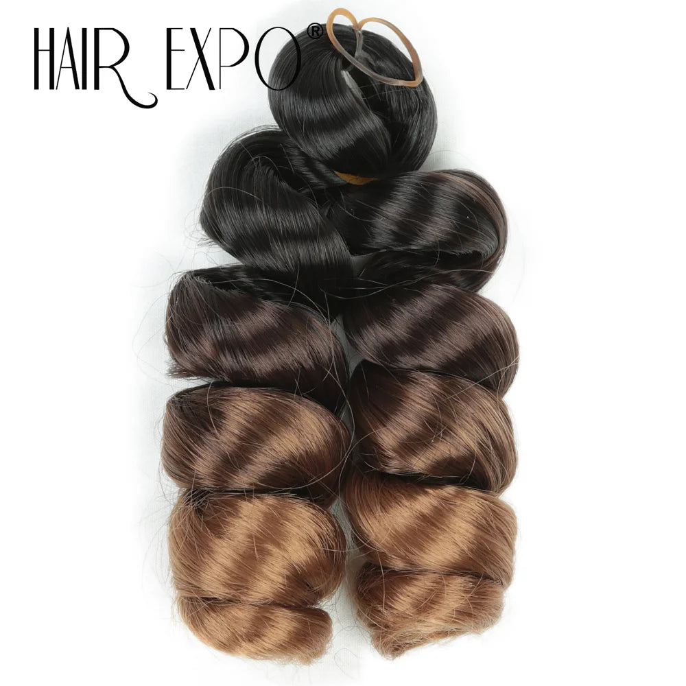 3PCS French Curls Braiding Hair Extensions Synthetic Loose Deep Wave Crochet Braids Pre Stretched Spiral Curly Hair for Women