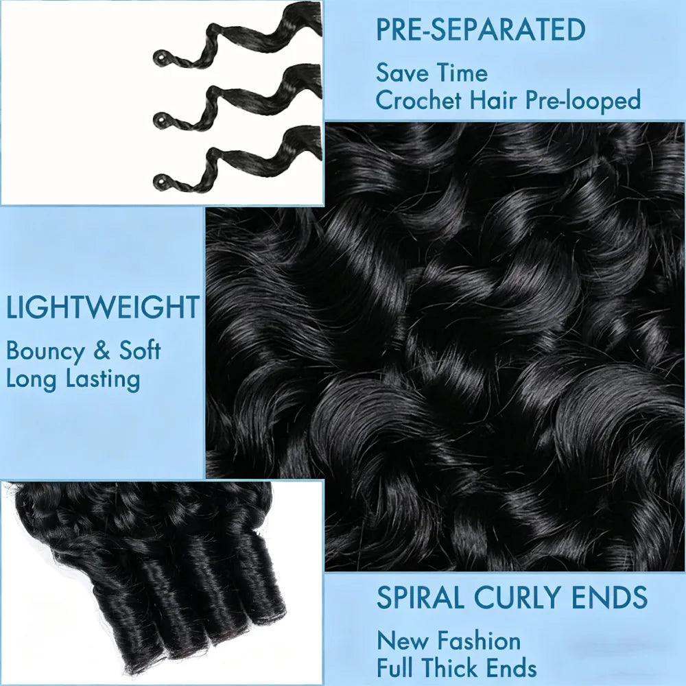 Burmese Curly Crochet Hair 18inch Knotless Curly with Spiral Curl Ends Synthetic Hair for Women