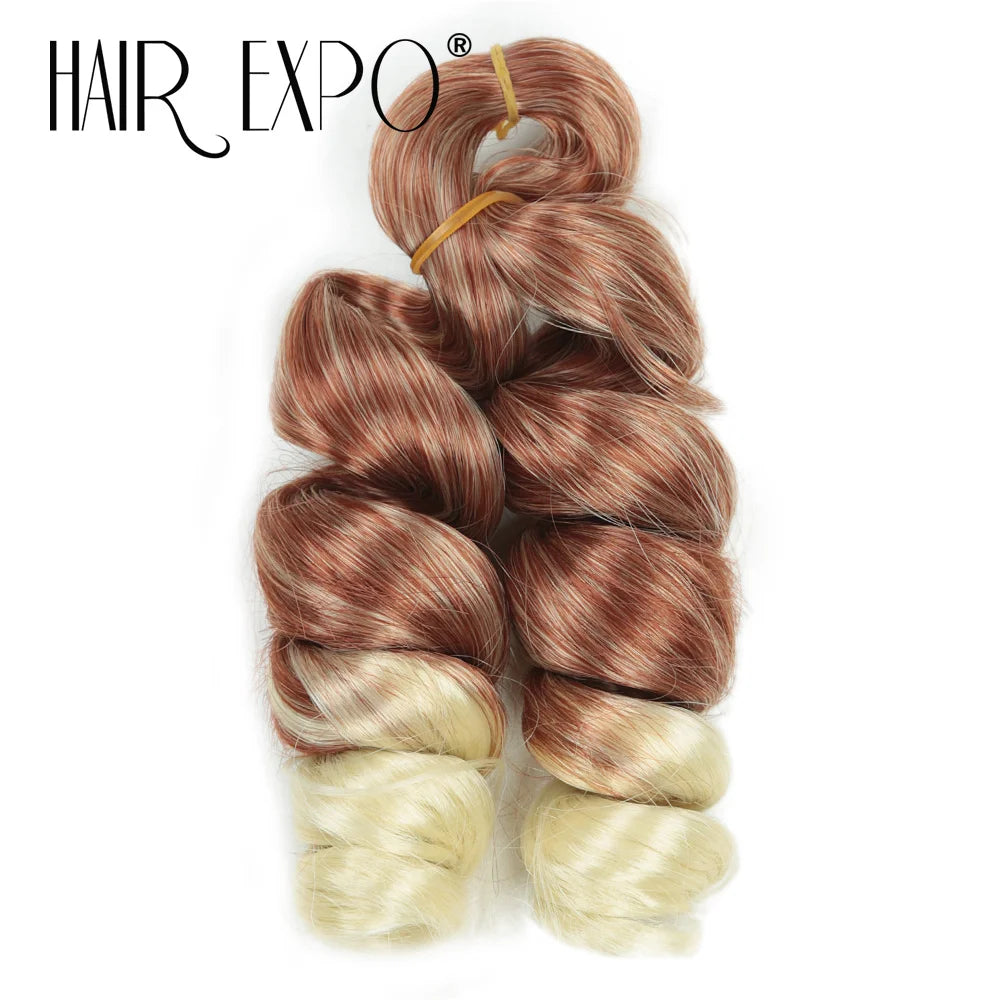 3PCS French Curls Braiding Hair Extensions Synthetic Loose Deep Wave Crochet Braids Pre Stretched Spiral Curly Hair for Women