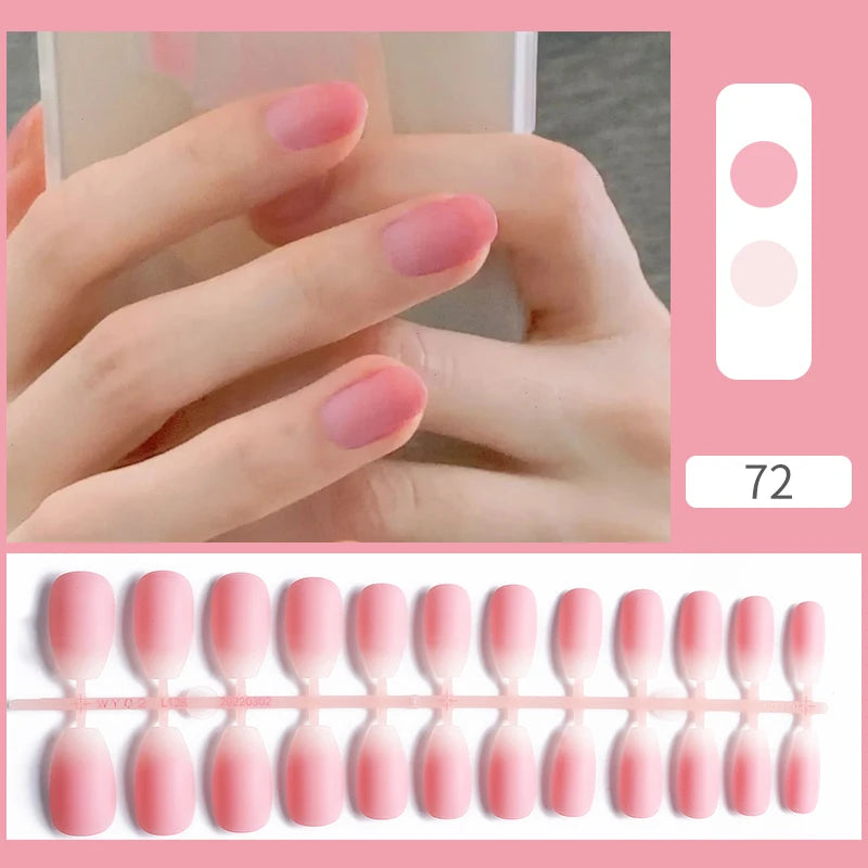 24Pcs Fashion French Style False Nails With Jelly Nail Glue & More (6 Options)