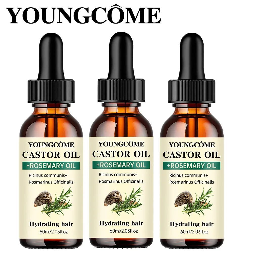 Castor Oil and Rosemary Oil for Hair Growth Mix Enhances hair thickness and Shine, Reduce Hair Loss and Split Ends Hair Care Oil