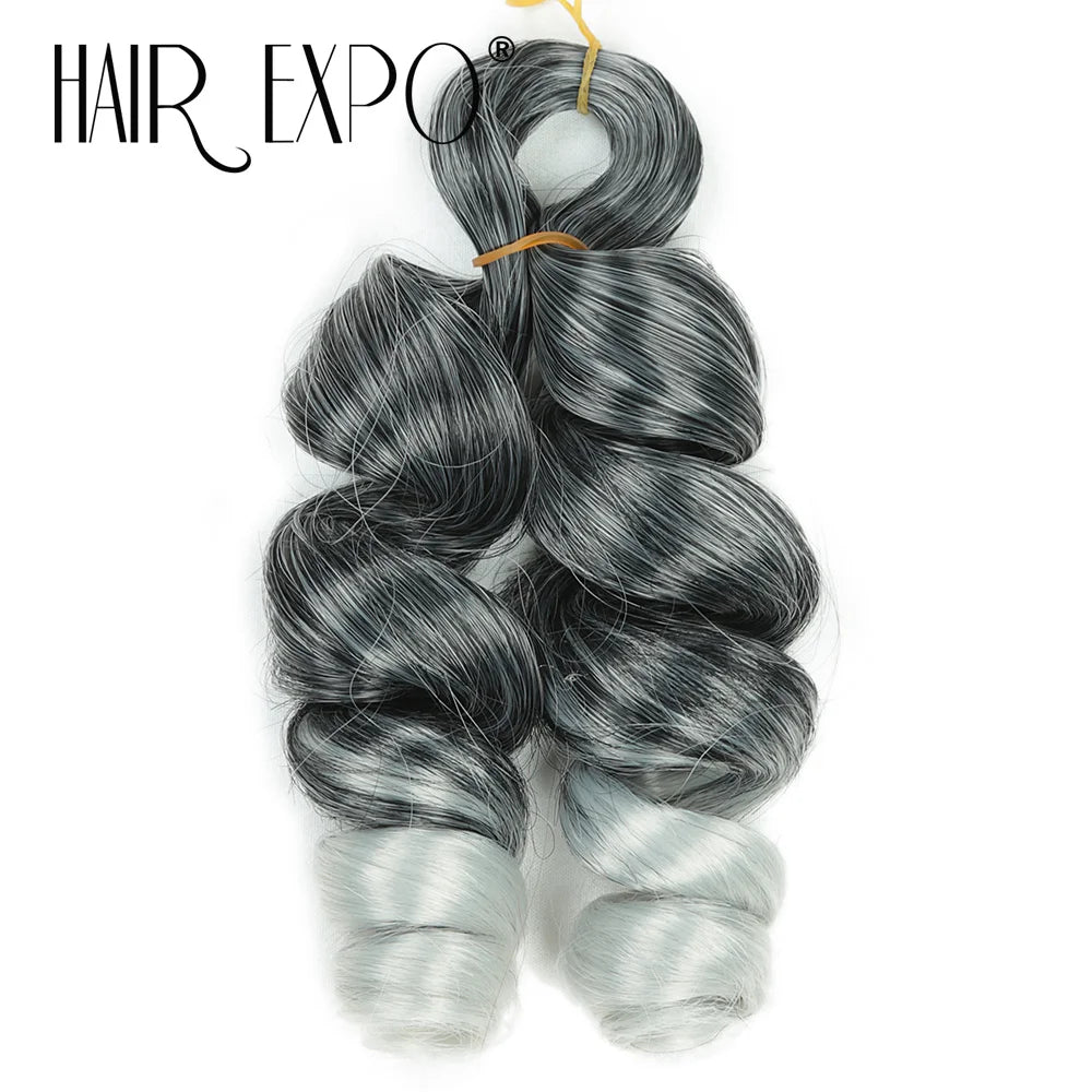 3PCS French Curls Braiding Hair Extensions Synthetic Loose Deep Wave Crochet Braids Pre Stretched Spiral Curly Hair for Women