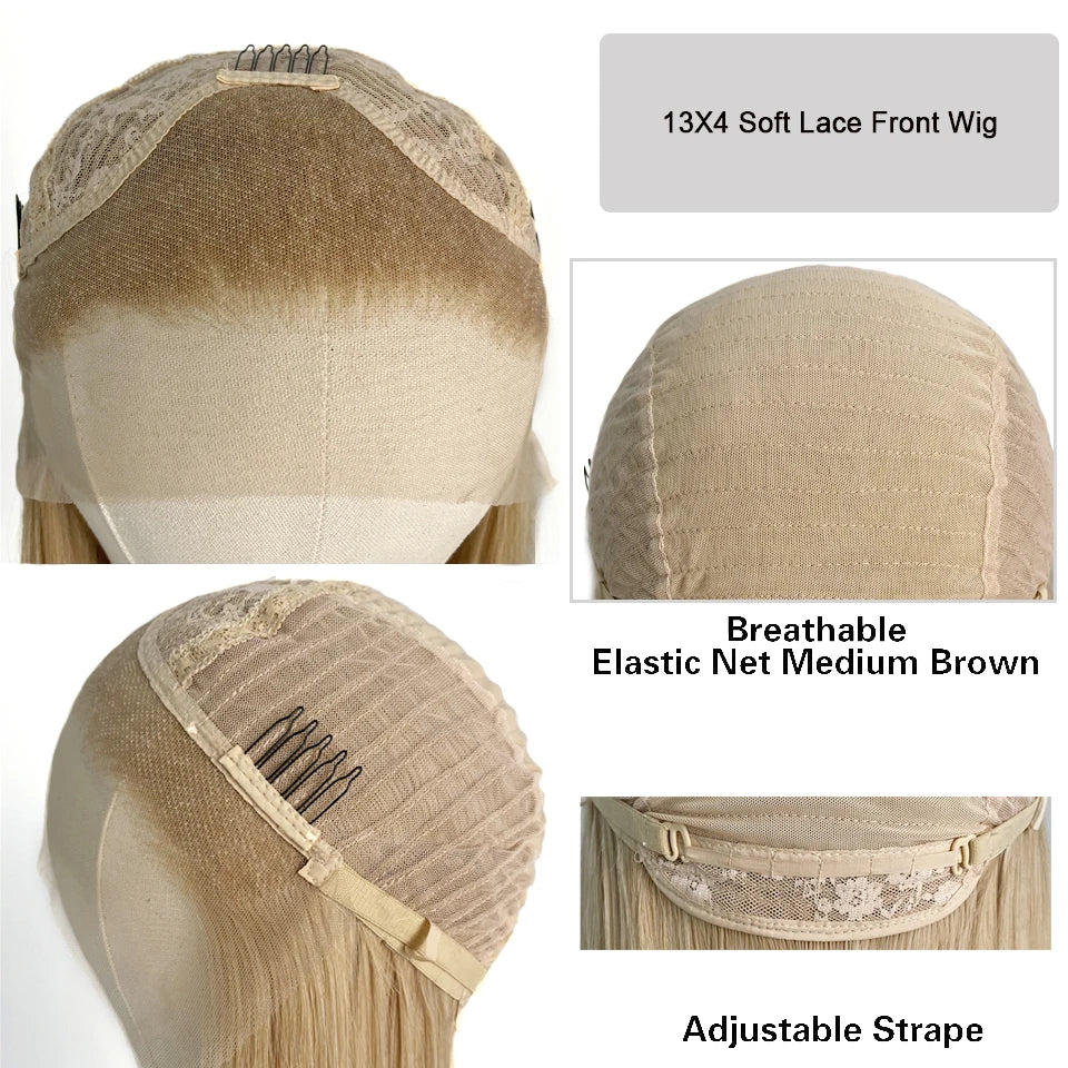 Platinum Blonde Lace Front Wig Synthetic Wigs For Women Pre Plucked With Baby Hair Body Wave Blonde Lace Front Wigs Glueless Wig