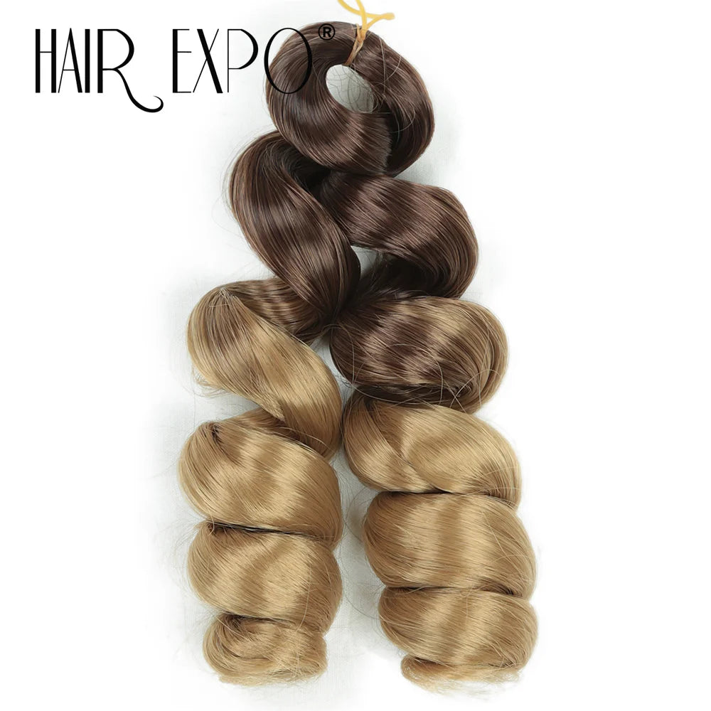 3PCS French Curls Braiding Hair Extensions Synthetic Loose Deep Wave Crochet Braids Pre Stretched Spiral Curly Hair for Women