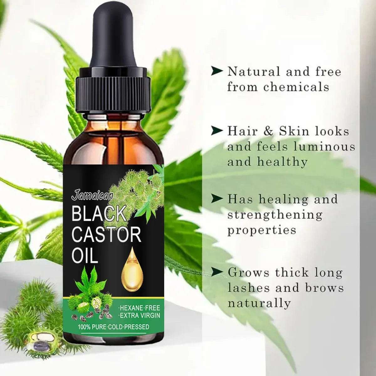 Black Castor Oil Healthy Organic Castor Oil Improves Hair Line Toughness Nourishes The Body Skin Hair Massage Moisturizing 60ml