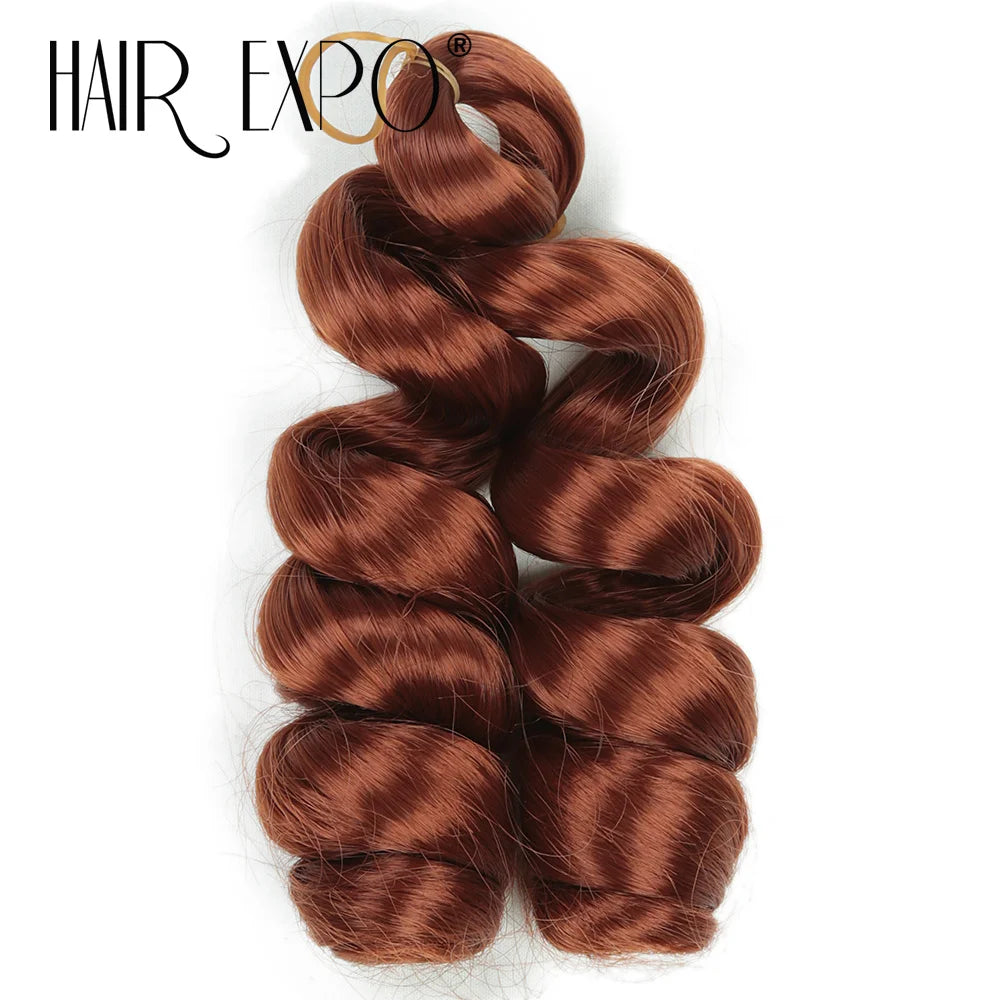 3PCS French Curls Braiding Hair Extensions Synthetic Loose Deep Wave Crochet Braids Pre Stretched Spiral Curly Hair for Women