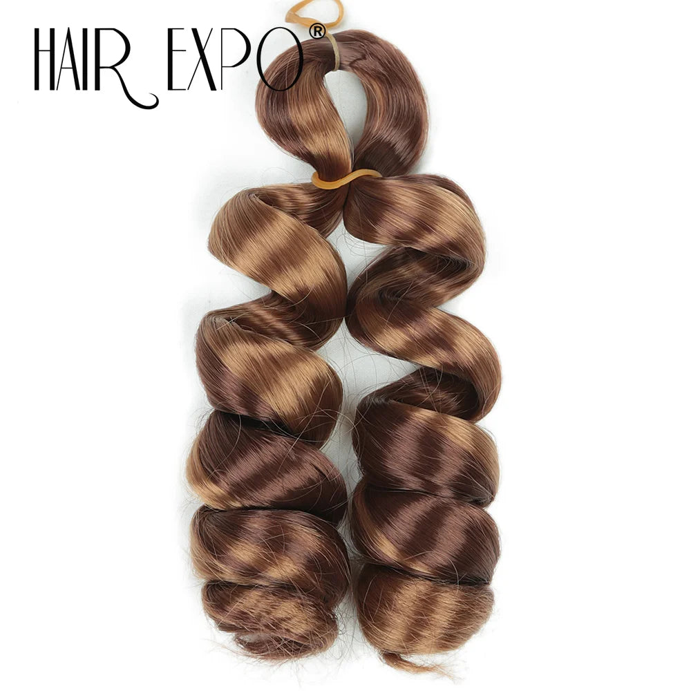 3PCS French Curls Braiding Hair Extensions Synthetic Loose Deep Wave Crochet Braids Pre Stretched Spiral Curly Hair for Women