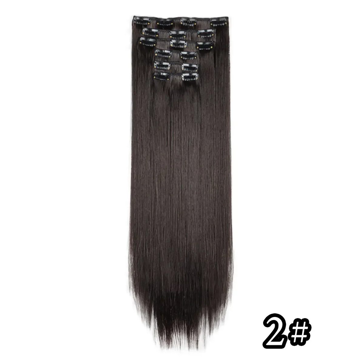 Hair Extensions 24"/60cm 6pcs/set Women Long Straight Synthetic Full Head Clip 16 Clips Black, Blonde, Ombre Heat Resistant Fiber Hair