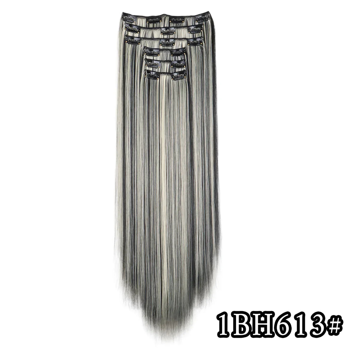 Hair Extensions 24"/60cm 6pcs/set Women Long Straight Synthetic Full Head Clip 16 Clips Black, Blonde, Ombre Heat Resistant Fiber Hair